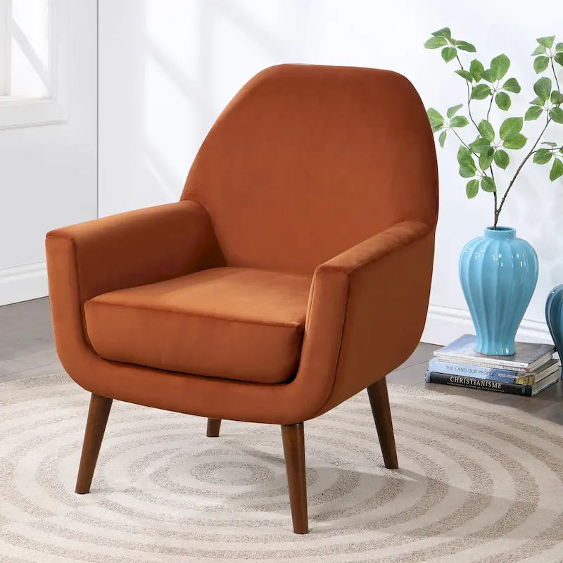 Fauteuil en velours du milieu du siècle