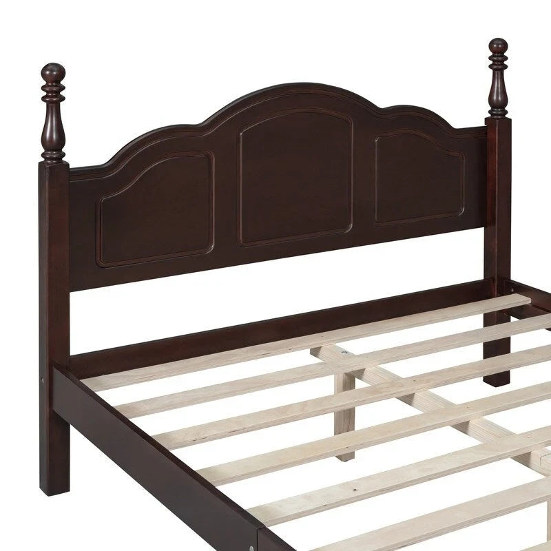 Lit Plateforme en Bois Queen/Full avec 2 Tables de Chevet