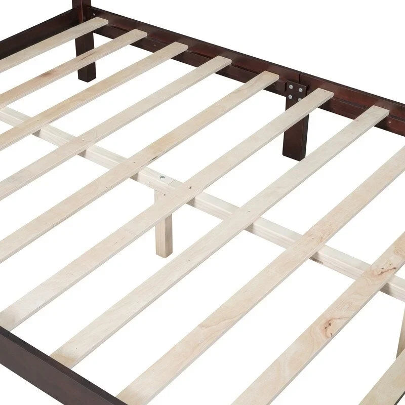 Lit Plateforme en Bois Queen/Full avec 2 Tables de Chevet