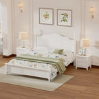 Lit Plateforme en Bois Queen/Full avec 2 Tables de Chevet