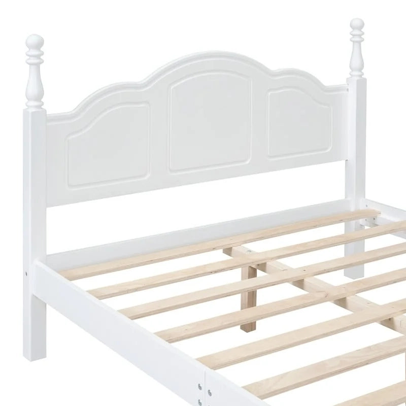 Lit Plateforme en Bois Queen/Full avec 2 Tables de Chevet