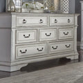 Commode 7 tiroirs marron vieilli et blanc antique