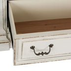 Commode 7 tiroirs marron vieilli et blanc antique