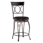 Tabouret de comptoir en similicuir noir avec dossier en spirale