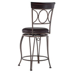 Tabouret de comptoir en similicuir noir avec dossier en spirale