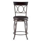 Tabouret de comptoir en similicuir noir avec dossier en spirale