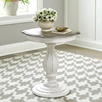 Table d'appoint ronde blanc antique