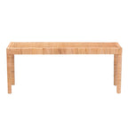 Banc d'appoint moderne bohème en rotin naturel et bois d'acajou