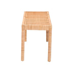 Banc d'appoint moderne bohème en rotin naturel et bois d'acajou