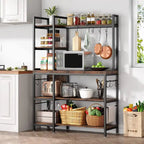 Étagère de Boulanger à 5 Niveaux, Étagère de Rangement Utilitaire avec Meuble Haut pour Cuisine, Support pour Four à Micro-ondes