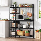 Étagère de Boulanger à 5 Niveaux, Étagère de Rangement Utilitaire avec Meuble Haut pour Cuisine, Support pour Four à Micro-ondes