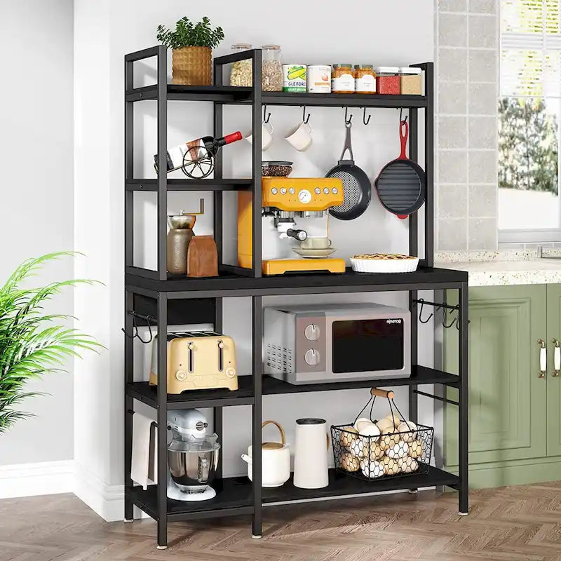 Étagère de Boulanger à 5 Niveaux, Étagère de Rangement Utilitaire avec Meuble Haut pour Cuisine, Support pour Four à Micro-ondes