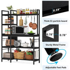 Étagère de Boulanger à 5 Niveaux, Étagère de Rangement Utilitaire avec Meuble Haut pour Cuisine, Support pour Four à Micro-ondes