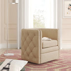 Fauteuil pivotant capitonné en cuir pleine fleur Leslie
