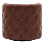 Fauteuil pivotant capitonné en cuir pleine fleur Leslie