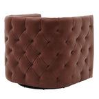 Fauteuil pivotant capitonné en cuir pleine fleur Leslie