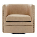 Fauteuil pivotant capitonné en cuir pleine fleur Leslie