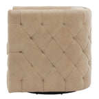 Fauteuil pivotant capitonné en cuir pleine fleur Leslie