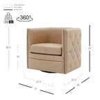 Fauteuil pivotant capitonné en cuir pleine fleur Leslie