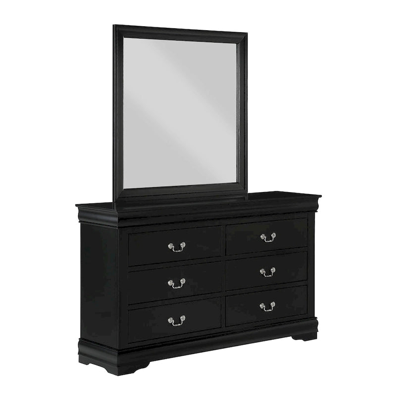 Chambre à coucher en bois noir avec lit traîneau