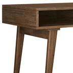 Bureau contemporain en bois massif de 60 pouces de large avec tiroirs, coloris brun vieilli rustique