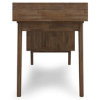Bureau contemporain en bois massif de 60 pouces de large avec tiroirs, coloris brun vieilli rustique