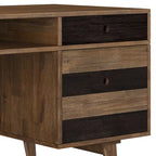 Bureau contemporain en bois massif de 60 pouces de large avec tiroirs, coloris brun vieilli rustique