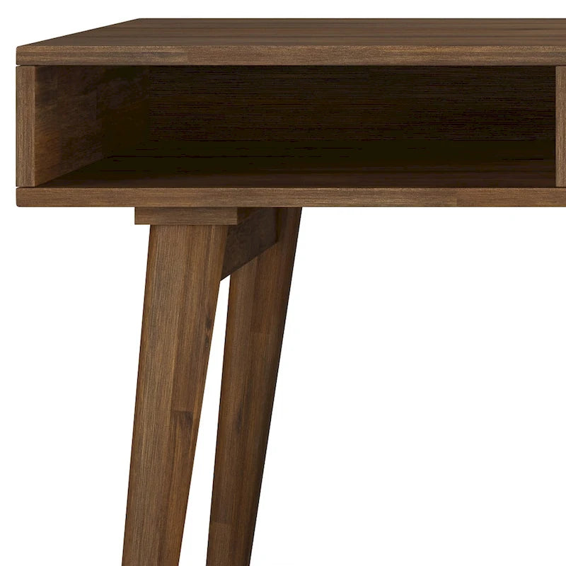 Bureau contemporain en bois massif de 60 pouces de large avec tiroirs, coloris brun vieilli rustique