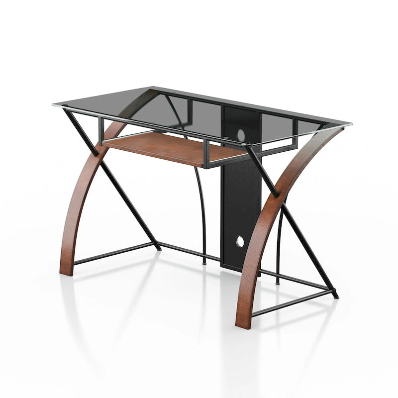Bureau d'ordinateur moderne en verre fumé gris de 47 pouces