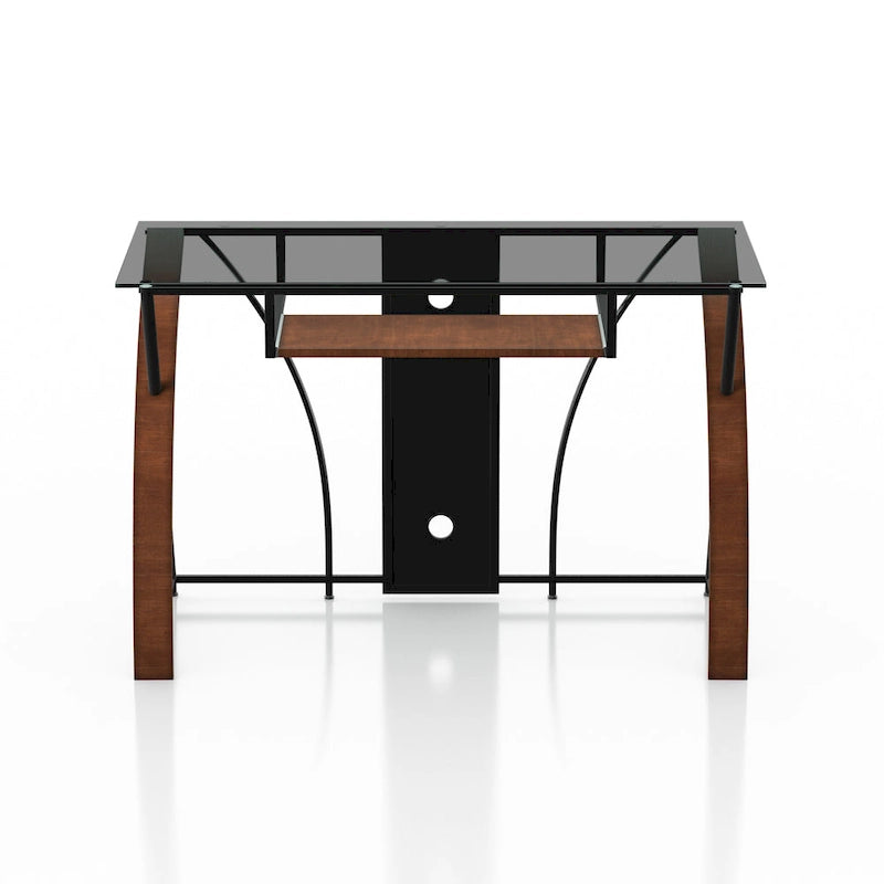 Bureau d'ordinateur moderne en verre fumé gris de 47 pouces