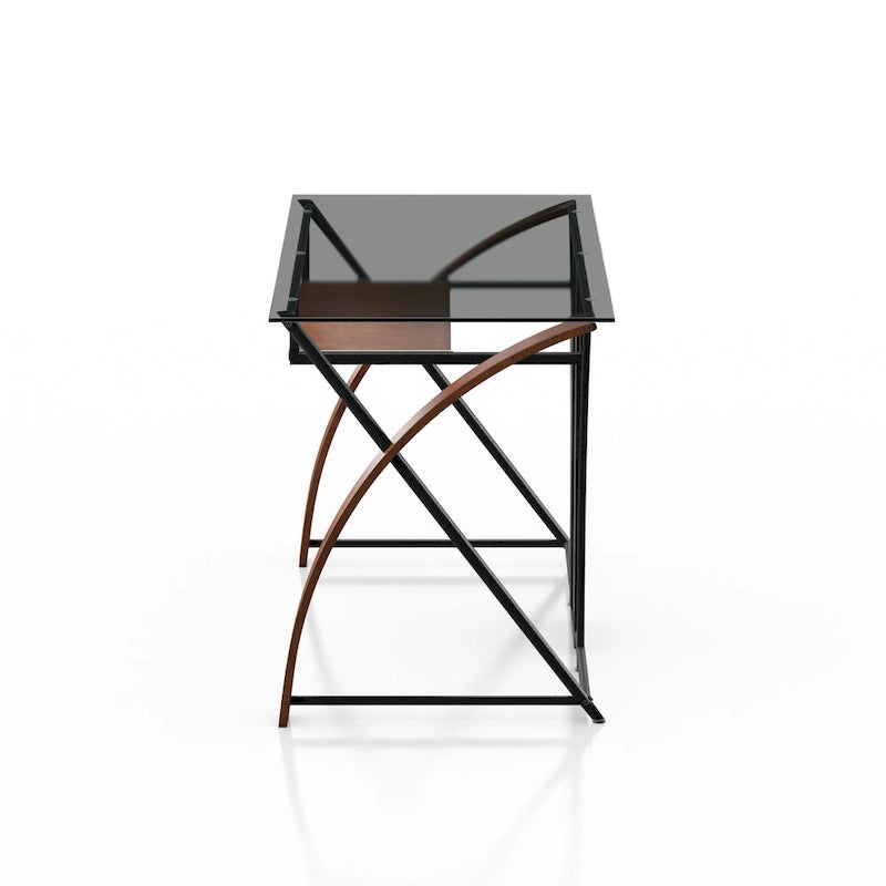 Bureau d'ordinateur moderne en verre fumé gris de 47 pouces