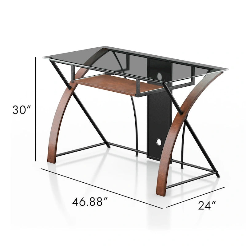 Bureau d'ordinateur moderne en verre fumé gris de 47 pouces