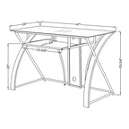 Bureau d'ordinateur moderne en verre fumé gris de 47 pouces