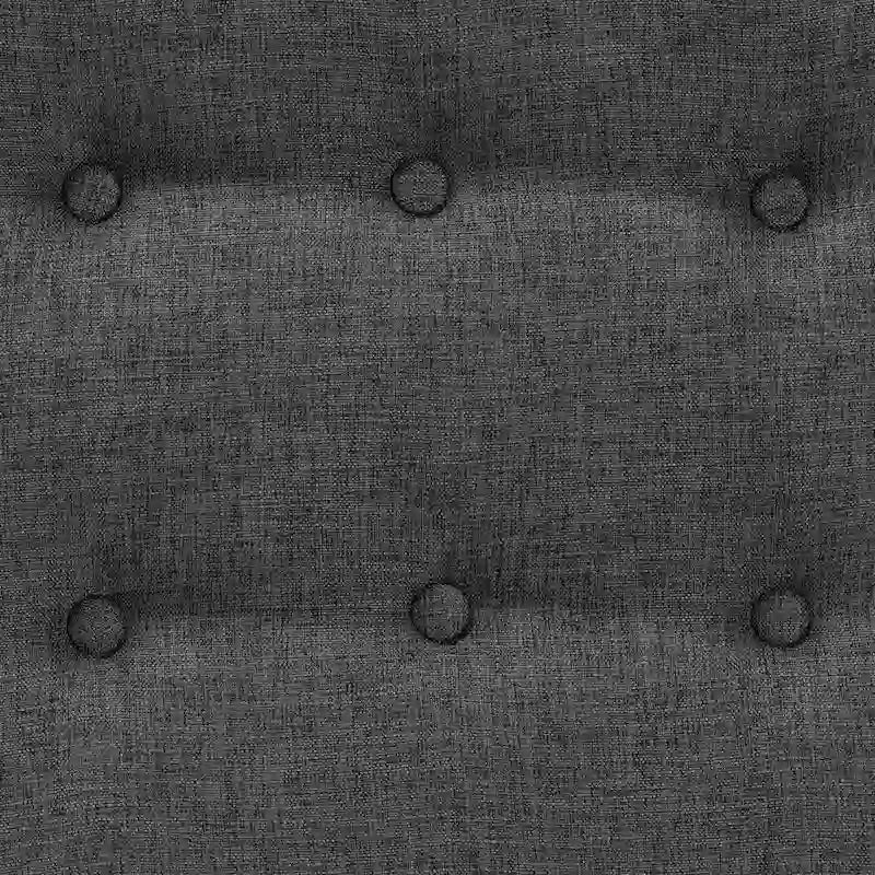 Ottoman repose-pieds Japandi en tissu gris foncé et bois de noyer