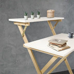 Bureau de travail pliable pour ordinateur portable en bois massif à 2 niveaux