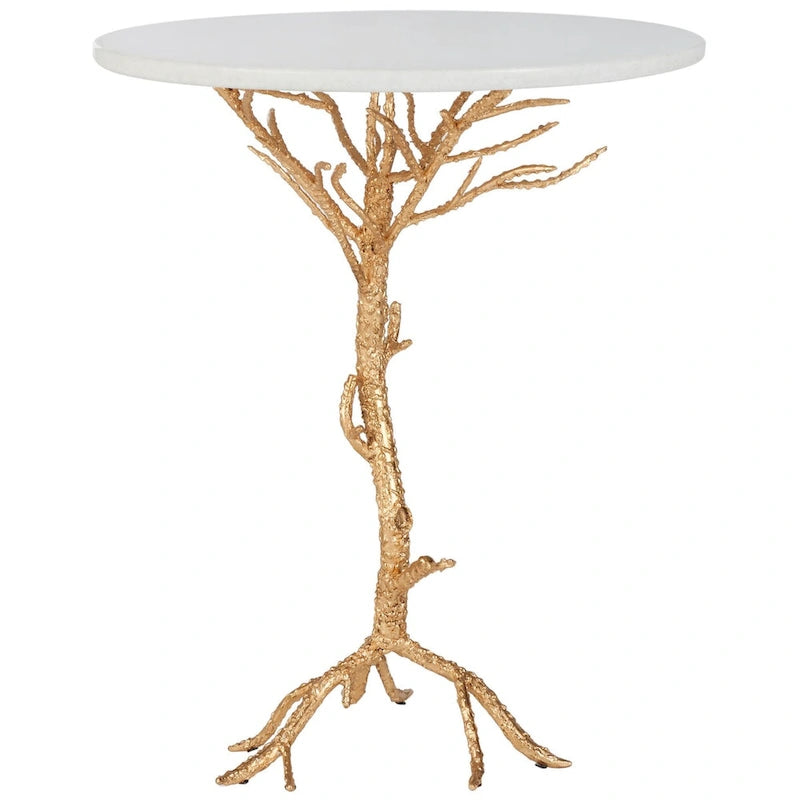 Table d'appoint en granit blanc et laiton Hidden Treasures - 20 x 20 x 24,6