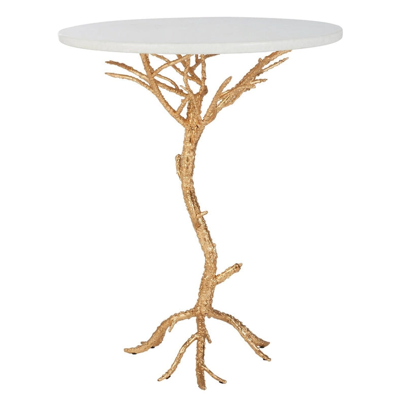 Table d'appoint en granit blanc et laiton Hidden Treasures - 20 x 20 x 24,6