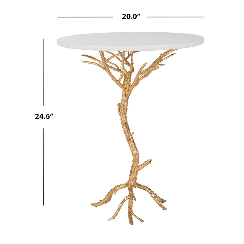 Table d'appoint en granit blanc et laiton Hidden Treasures - 20 x 20 x 24,6