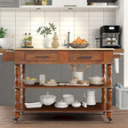 Îlot de cuisine roulant avec rangement, roulettes, porte-bouteilles et étagère à épices