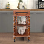 Îlot de cuisine roulant avec rangement, roulettes, porte-bouteilles et étagère à épices