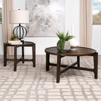 Table basse ronde marron foncé