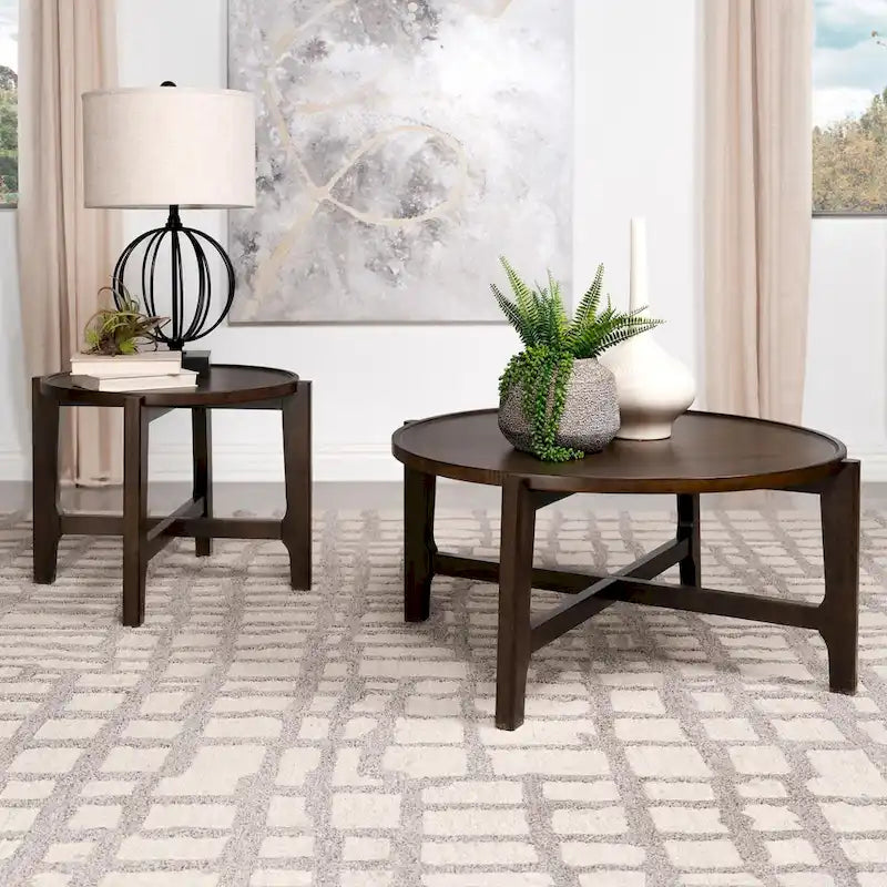 Table basse ronde marron foncé