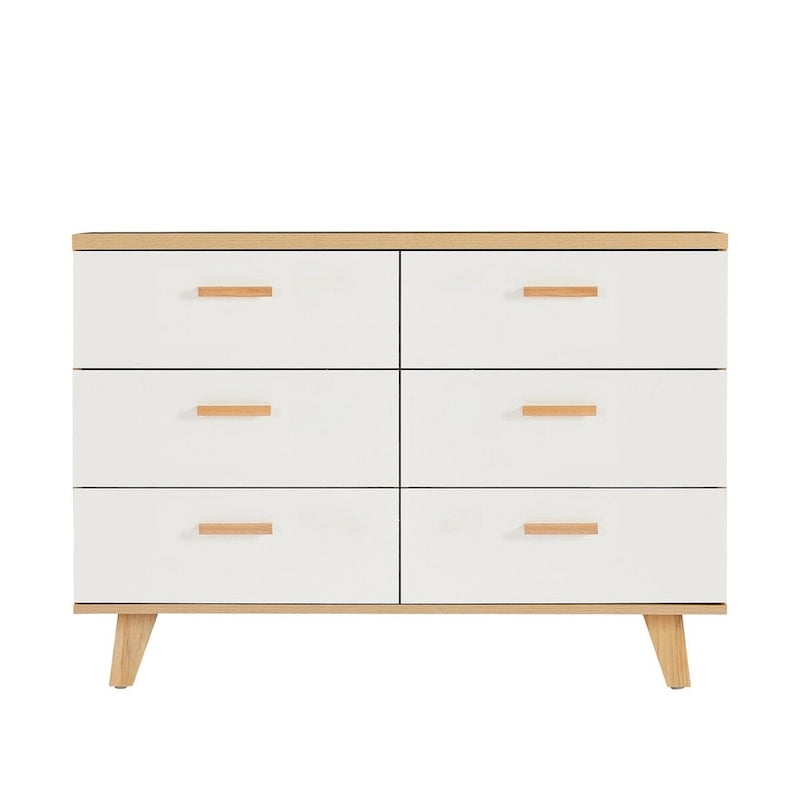 Commode en bois massif de chêne blanc avec tiroirs et armoire de rangement latérale
