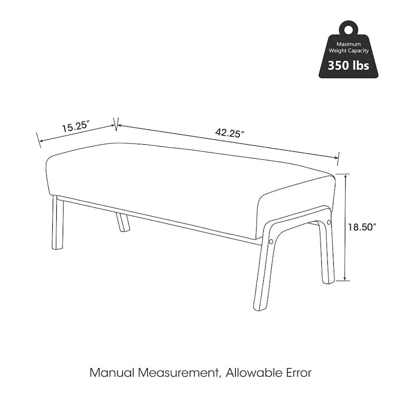 Banc moderne en similicuir avec pieds en hévéa noyer