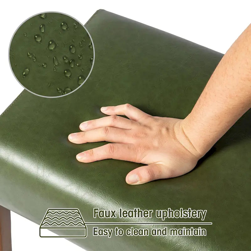 Banc moderne en similicuir avec pieds en hévéa noyer