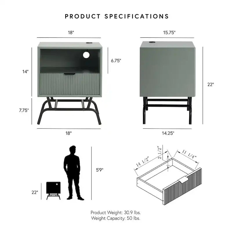 Table basse et table d'appoint modernes 2 pièces avec tiroirs accentués de vagues 3D