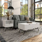Table basse et table d'appoint modernes 2 pièces avec tiroirs accentués de vagues 3D