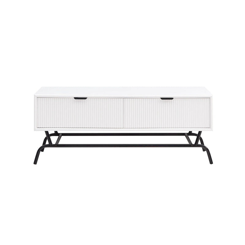 Table basse et table d'appoint modernes 2 pièces avec tiroirs accentués de vagues 3D