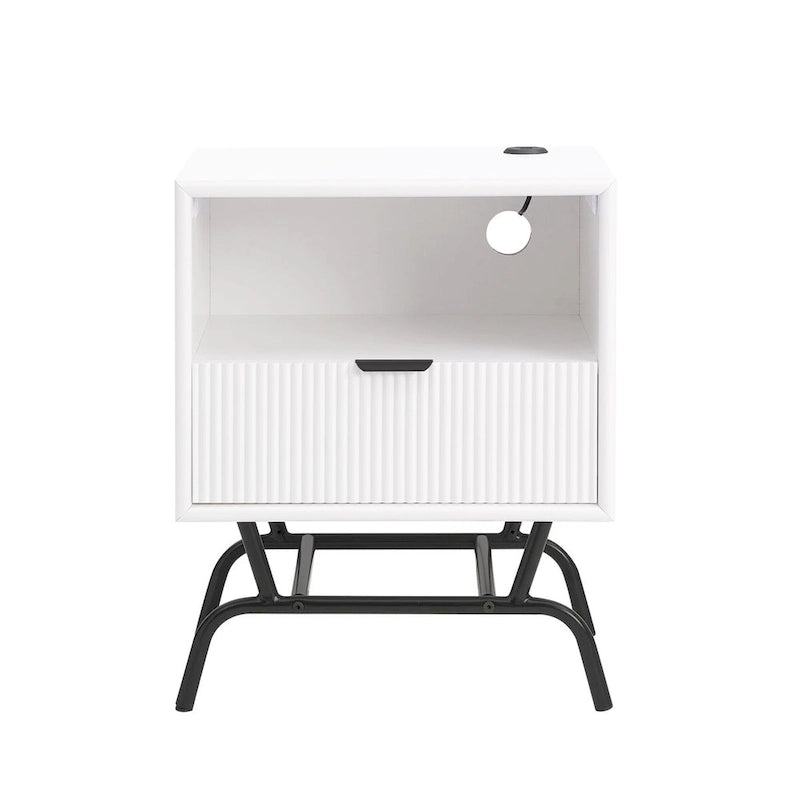 Table basse et table d'appoint modernes 2 pièces avec tiroirs accentués de vagues 3D