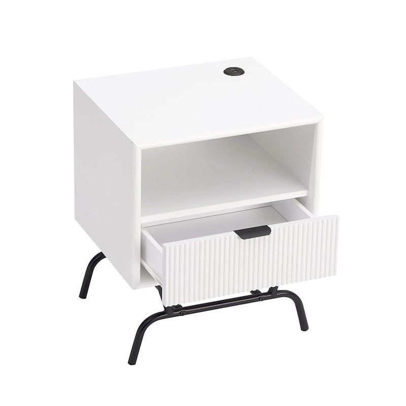 Table basse et table d'appoint modernes 2 pièces avec tiroirs accentués de vagues 3D